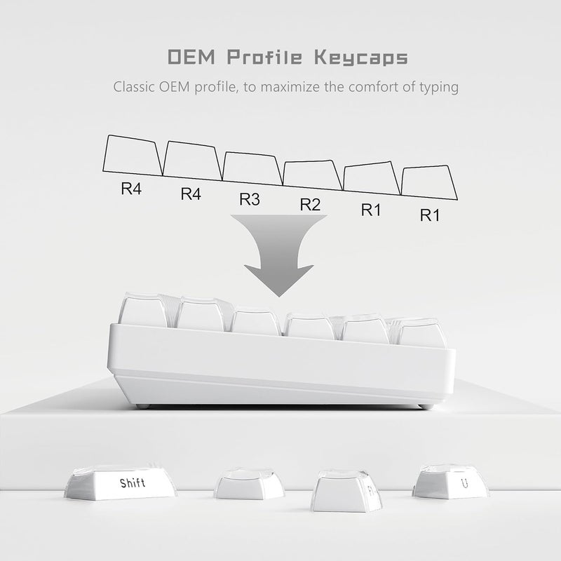Womier Keycaps - Jelly Keycaps White 60 65 75 100 Percent, Side Printed Elegant Crystal Key caps, Custom 113 Keys OEM Profile for 61/68/84/87/98/100 Cherry Gateron MX Mechanical, White - Image 4